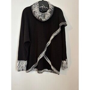Michael Tyler Black White Loose Fit Cowl Neck Sweater size large